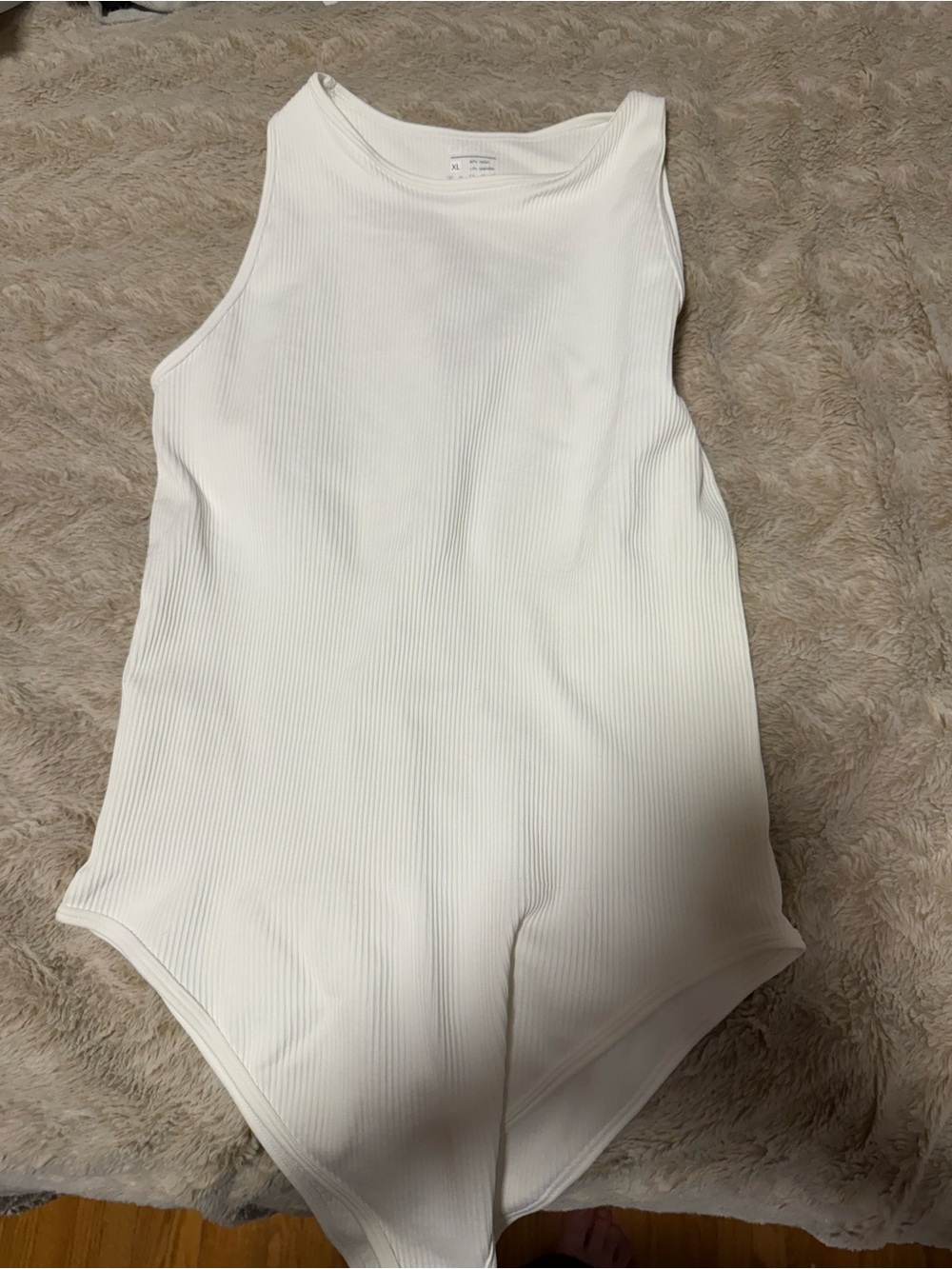 Women’s  Ribbed White One-Piece Bodysuit. OQQ